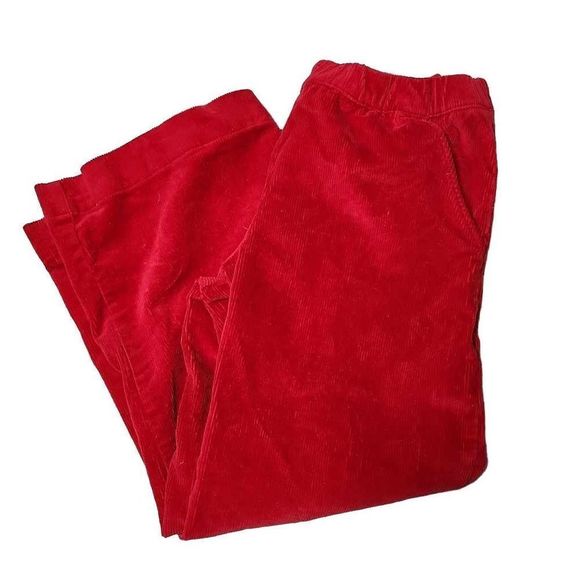 Hanna Andersson corduroy red wide leg pull on pocketed stretch pants - Picture 1 of 5